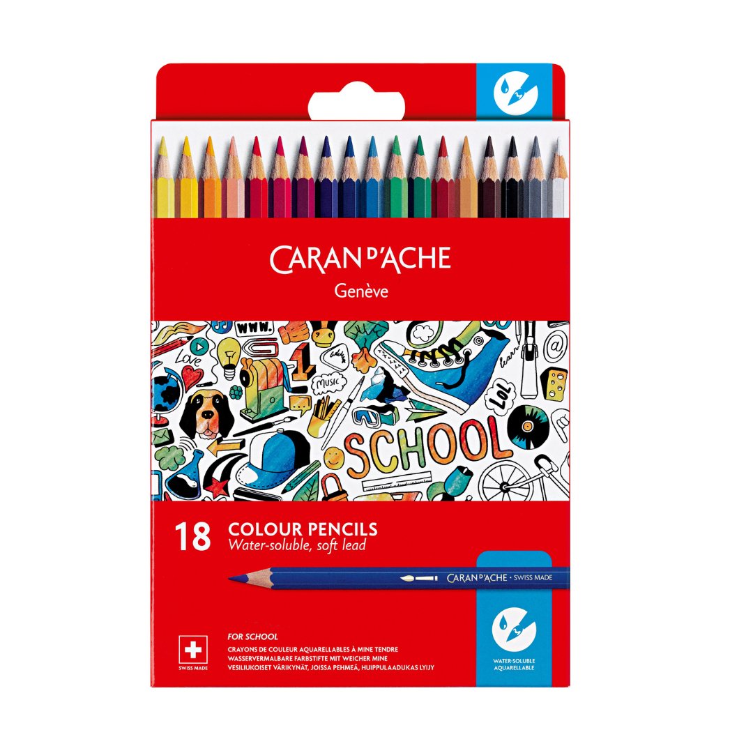 Caran Dache Water Soluble Pencils Cardboard - SCOOBOO - 1290.718 - Watercolour Pencils