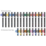 Chameleon 15 Color Pens+10 Color Tops 25 Pen Deluxe Set - SCOOBOO - Brush Pens