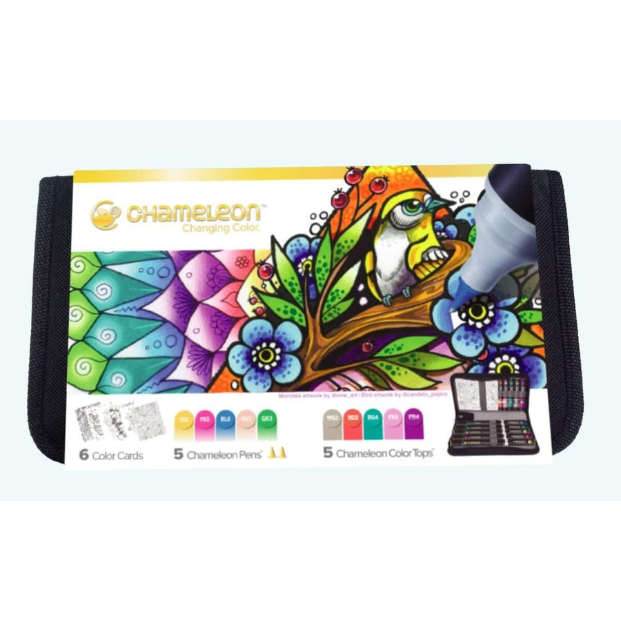 Chameleon 5 Pens 5 Color Tops 6 Color Cards Travel Case - SCOOBOO - Brush pens