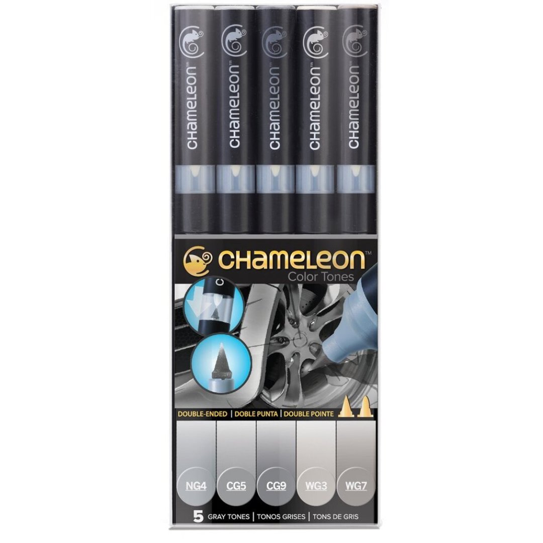 Chameleon Dual Tip Brush Pen Set- Pack of 5 - SCOOBOO - CT0509 - Brush Pens