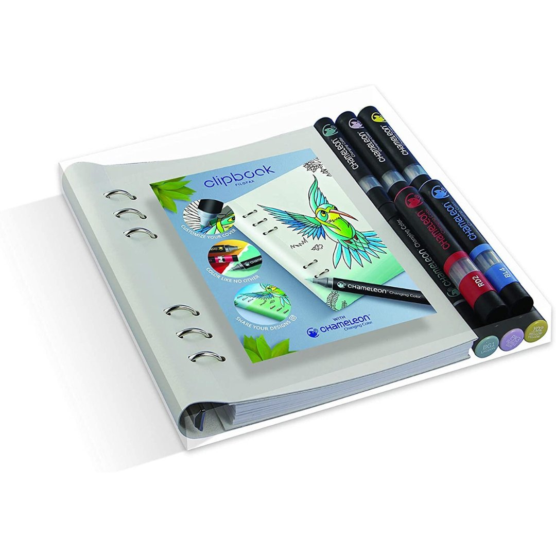 Chameleon Filofax Clipbook White Plus Chameleon pens - SCOOBOO - Sketch & Drawing Pad