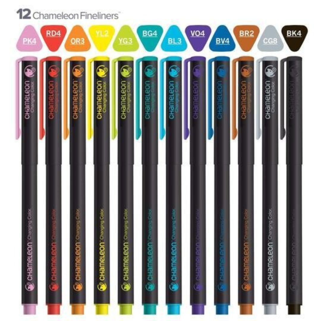 Chameleon Fineliners 12 pack Bright Colors - SCOOBOO - Fineliner