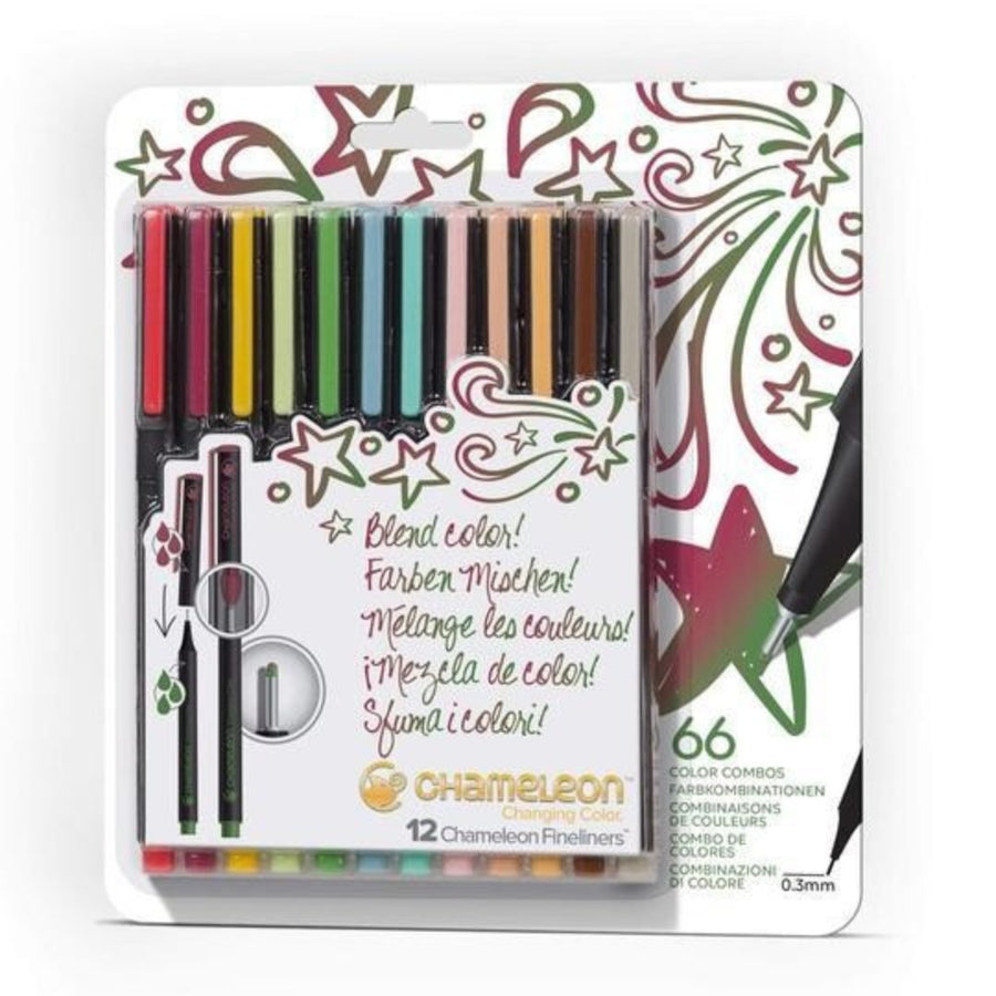 Chameleon Fineliners 12 pack Designer Colors - SCOOBOO - Fineliners