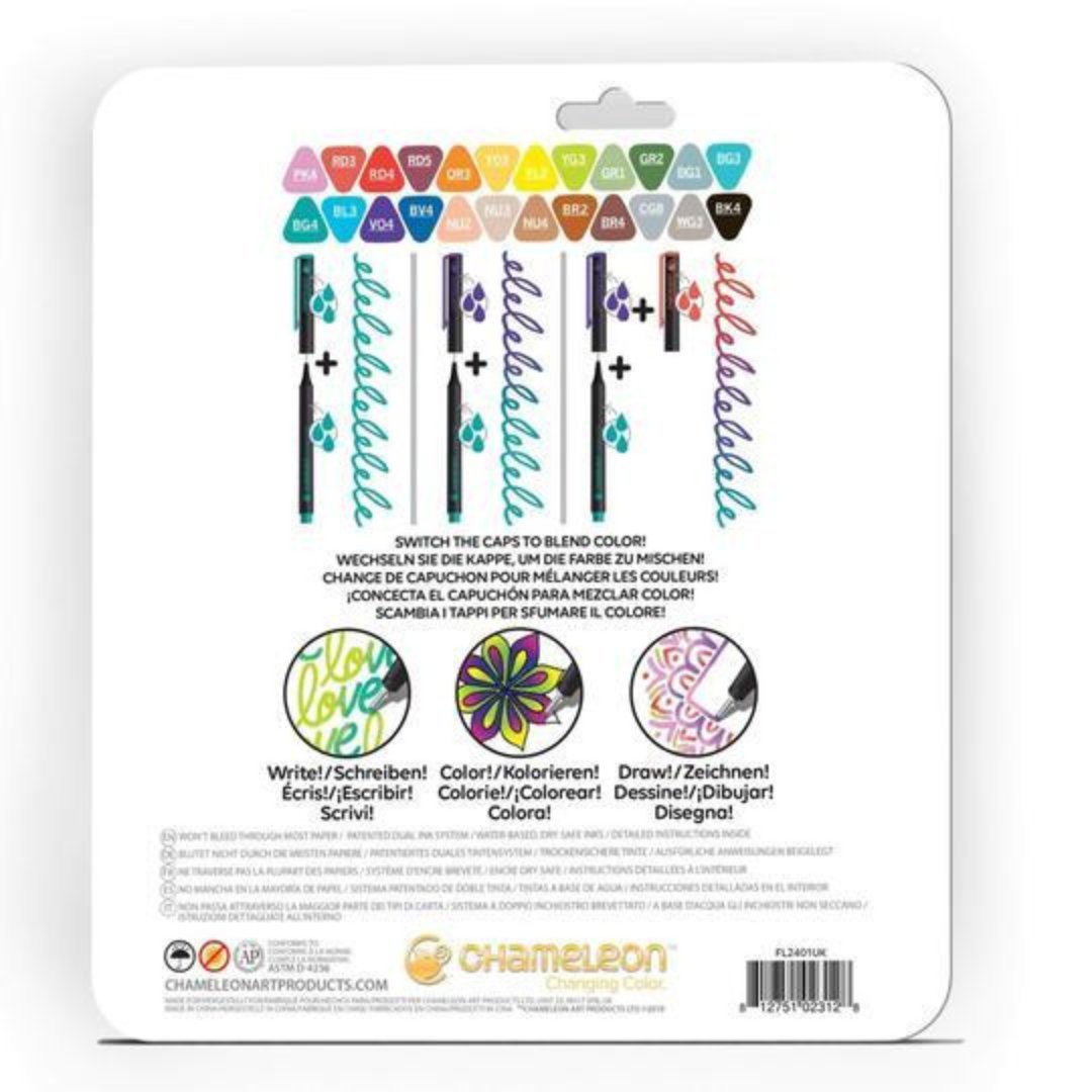 Chameleon Fineliners 24 pack Bold Colors - SCOOBOO - Fineliner
