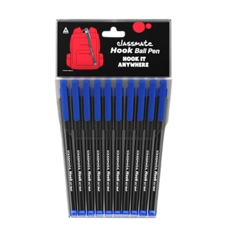 Classmate Hook Ball Pens- Pack of 10 - SCOOBOO - 04030407 - Ball Pen