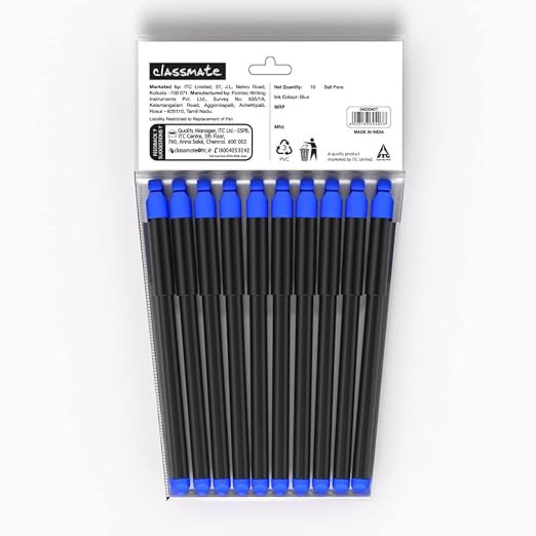 Classmate Hook Ball Pens- Pack of 10 - SCOOBOO - 04030407 - Ball Pen