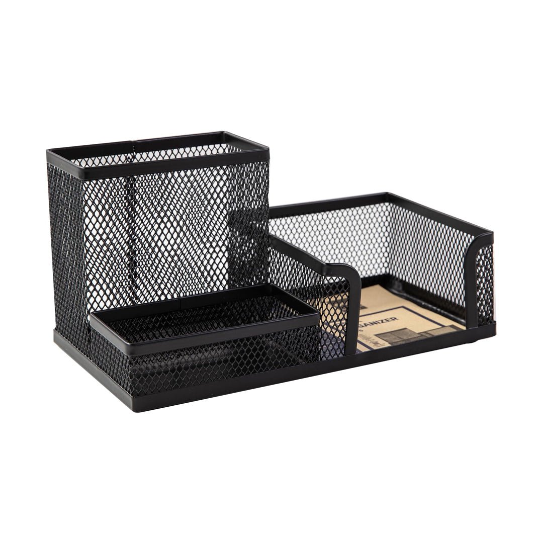 Deli W9175 Mesh Desk Organizer 3 Compartment (Black, Pack of 1) - SCOOBOO - 9175 - Desk Organizer