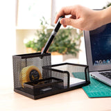 Deli W9175 Mesh Desk Organizer 3 Compartment (Black, Pack of 1) - SCOOBOO - 9175 - Desk Organizer