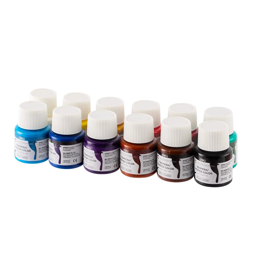 Deli WC14 - 12 Color Emotion Tempera Poster Color Gouache Set of 12 - SCOOBOO - C14 - 12 - Poster paints