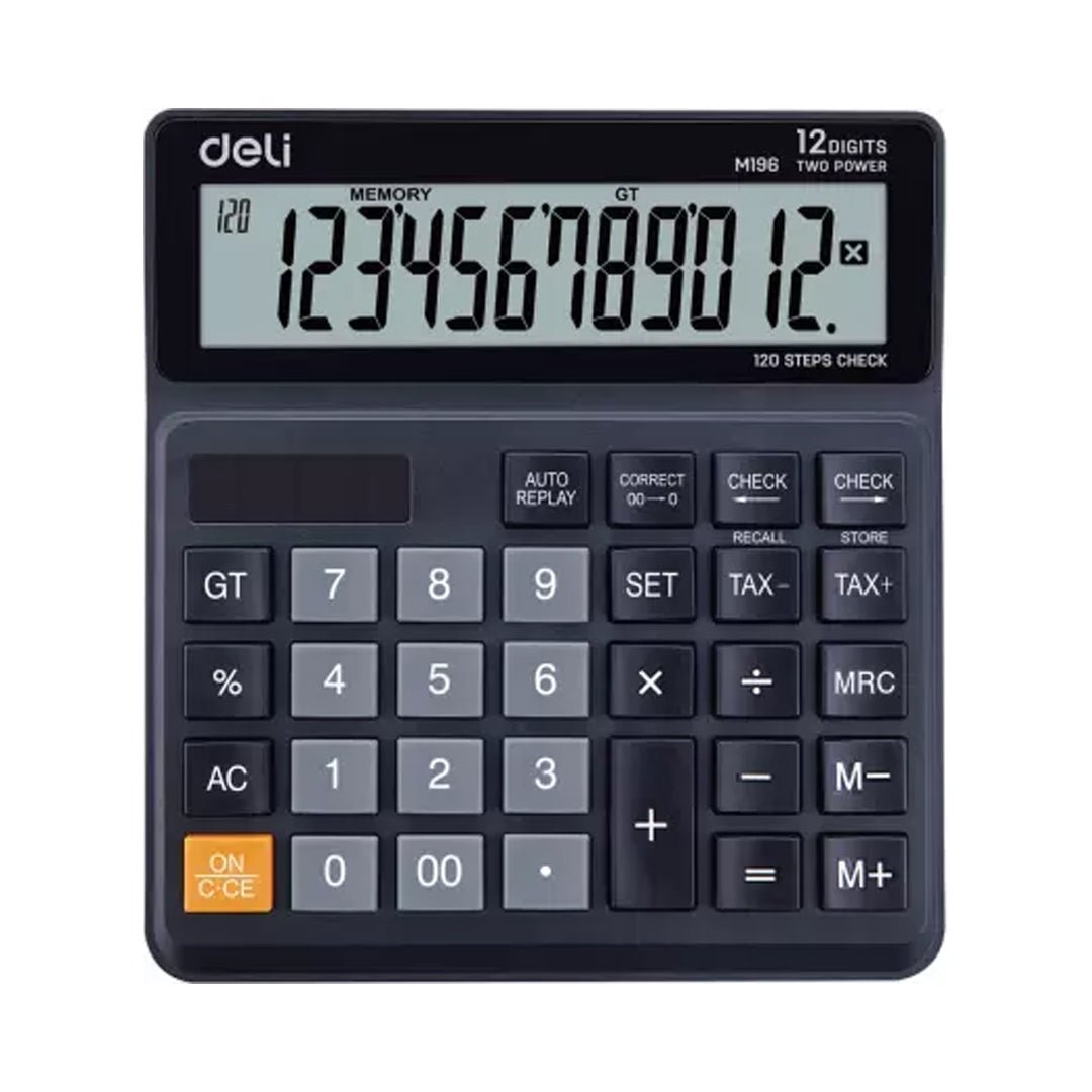 Deli WM19620 Smart Series Desktop Basic Calculator with Tax & GT Keys 12 Digit, 120 Step Check, Black - SCOOBOO - M19620 - Calculator