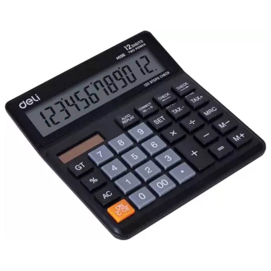 Deli WM19620 Smart Series Desktop Basic Calculator with Tax & GT Keys 12 Digit, 120 Step Check, Black - SCOOBOO - M19620 - Calculator