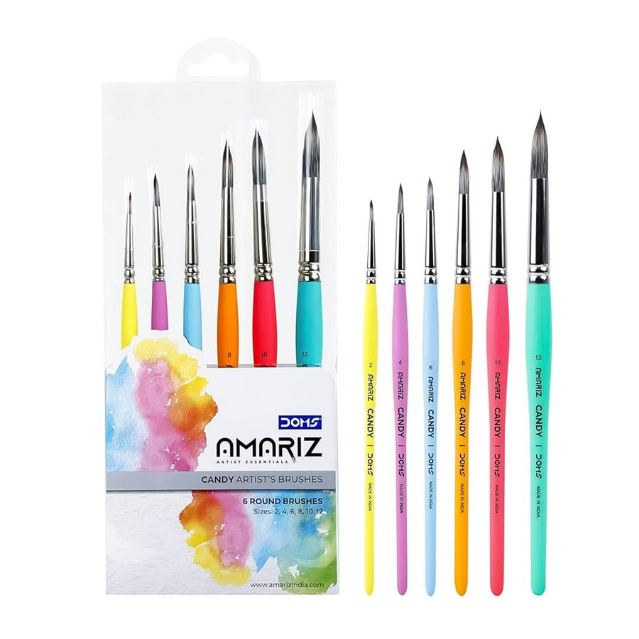 DOMS Amariz Candy Artist's Brushes-Set of 6 - SCOOBOO - 80028 - Paint Brushes