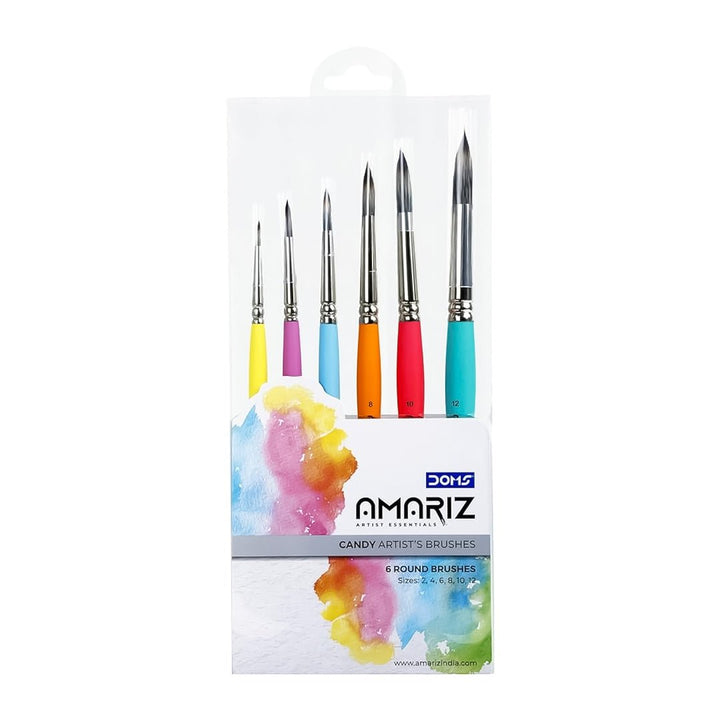 DOMS Amariz Candy Artist's Brushes-Set of 6 - SCOOBOO - 80028 - Paint Brushes