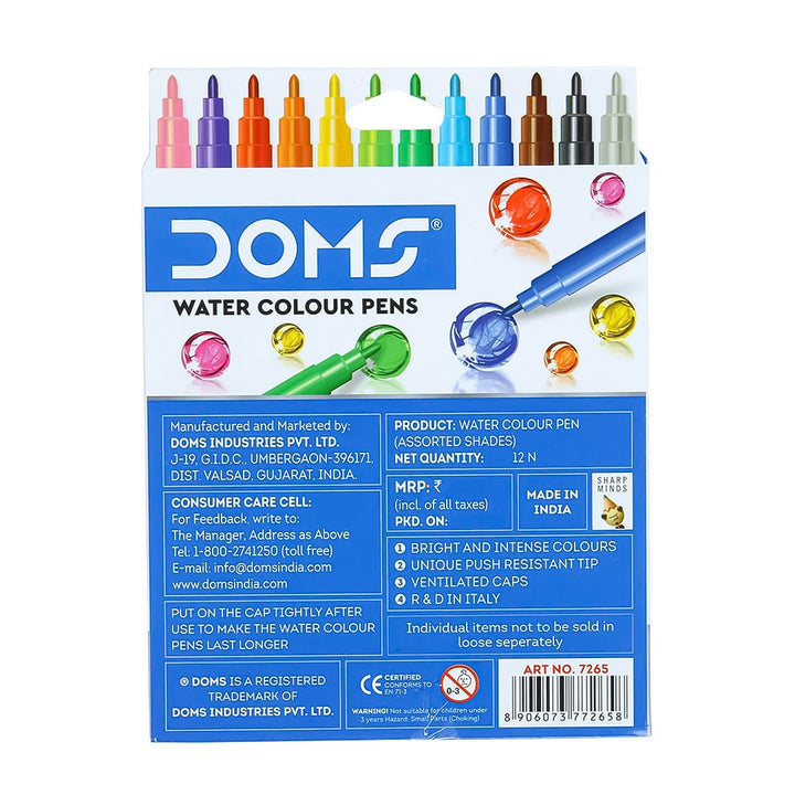 DOMS Aqua Non-Toxic Watercolour Sketch Pen Set - SCOOBOO - 7265 - Watercolour Pencils