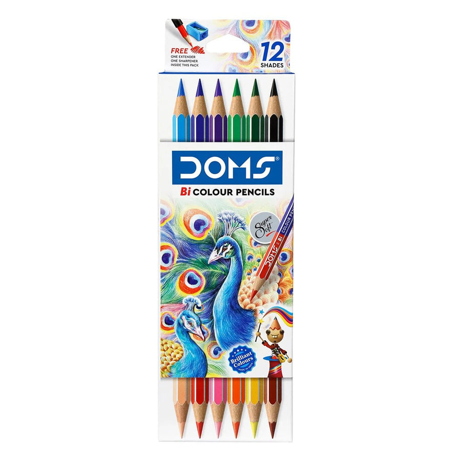 DOMS Bi Colour Pencil 12 Shades - SCOOBOO - 7172 - Coloured Pencils