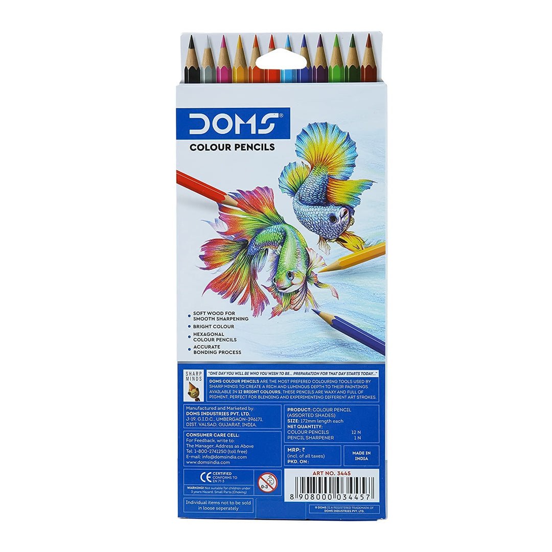 Doms Color Pencils 12 Shades - SCOOBOO - 3443 - Coloured Pencils