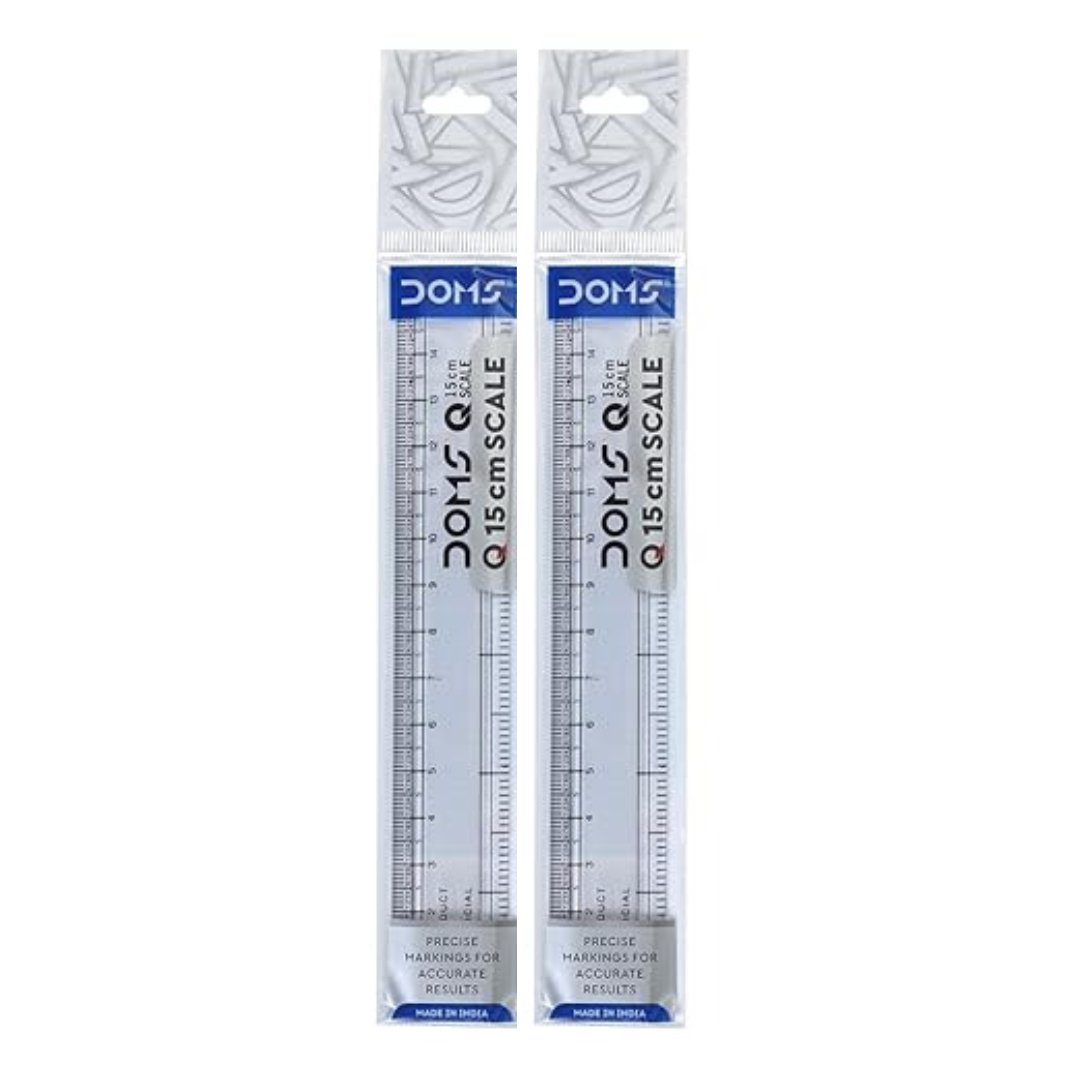 Doms Q Series 15cm Transparent Scale - Pack of 2 - SCOOBOO - 3433 - Rulers & Measuring Tool