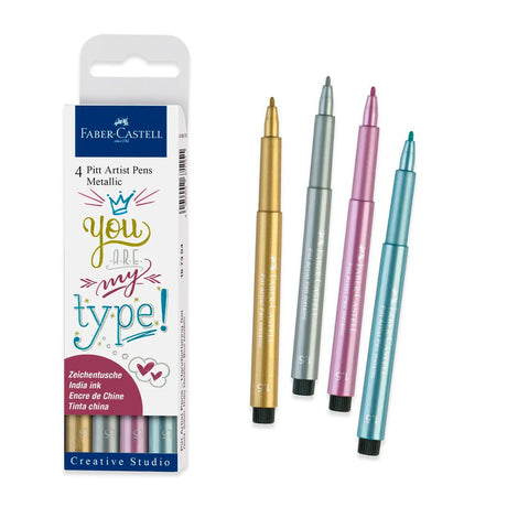 Faber Castell 4 Pitt Artist Pens Metallic - SCOOBOO - 167304 - Fineliners