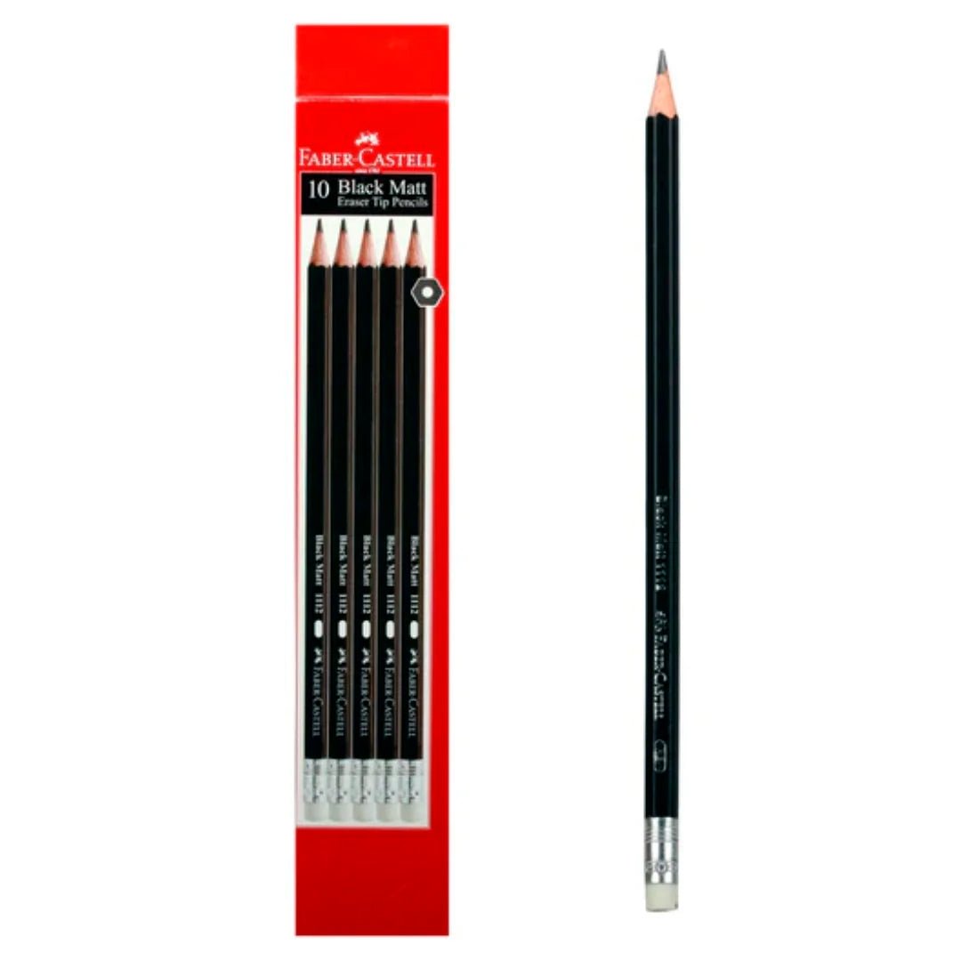 Faber Castell Black Lead Eraser Tip Pencils - SCOOBOO - 1112 - 10 - Pencils