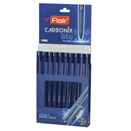 Flair Carbonix Blu Ball Point Pen - Pack of 10 - SCOOBOO - Ball Pen