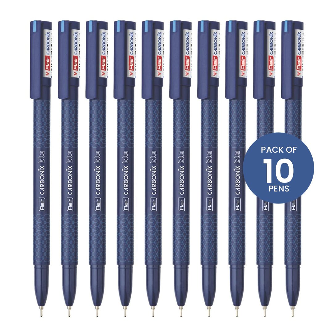 Flair Carbonix Blu Ball Point Pen - Pack of 10 - SCOOBOO - Flair