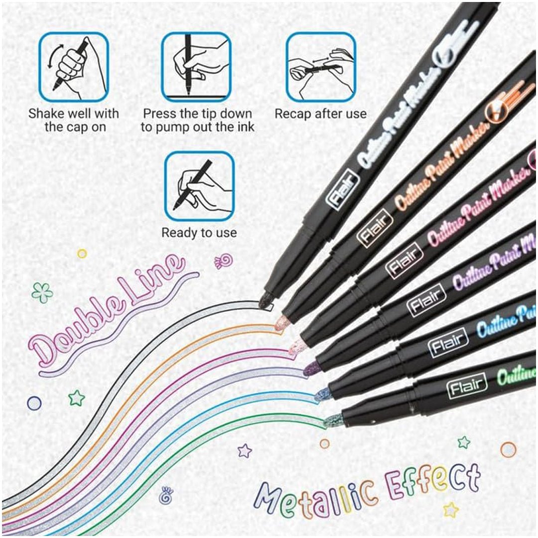 Flair Creative Outline Paint Marker Set of 6 - SCOOBOO - Marker