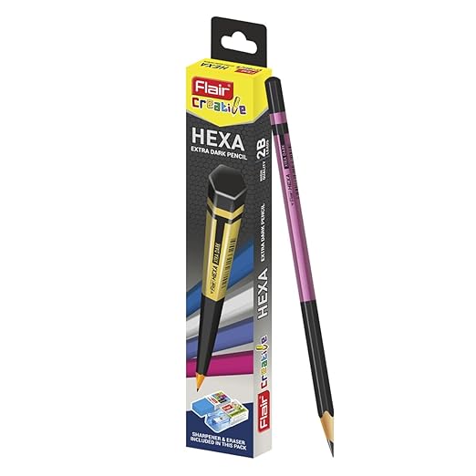 Flair Creative Series Hexa Extra Dark 2B Pencil Box - SCOOBOO - Pencils