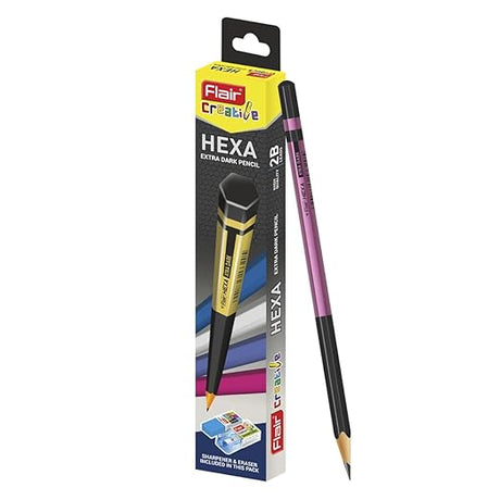 Flair Creative Series Hexa Extra Dark 2B Pencil Box - SCOOBOO - Pencils