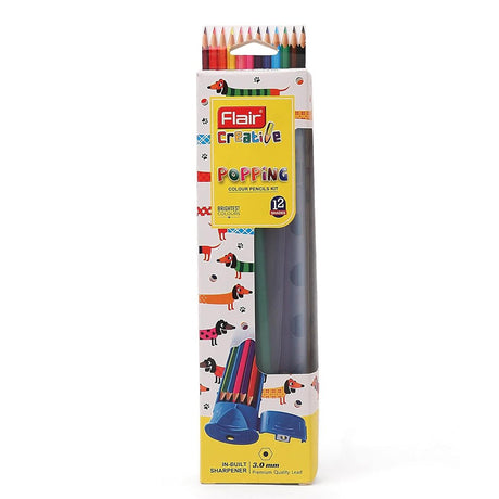 Flair Creative Series Popping Colour Pencils Kit - 12 shades - SCOOBOO - FCCP - 04 - Coloured Pencils