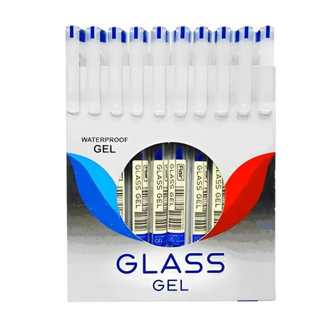 Flair Glass Gel Pen Waterproof - Pack of 10(Blue) - SCOOBOO - Gel Pens