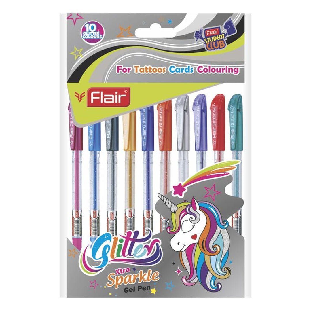 Flair Glitter Xtra Gel Pen Pack of 10 - SCOOBOO - Gel Pens