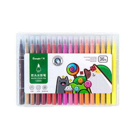 Guangbo Dual Tip Water Color Pen (Pack of 36) - SCOOBOO - H02003 - Water color brush pen