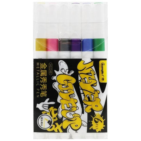 Guangbo Glitter Marker - Pack of 6 - SCOOBOO - H02249 - Acrylic Colors