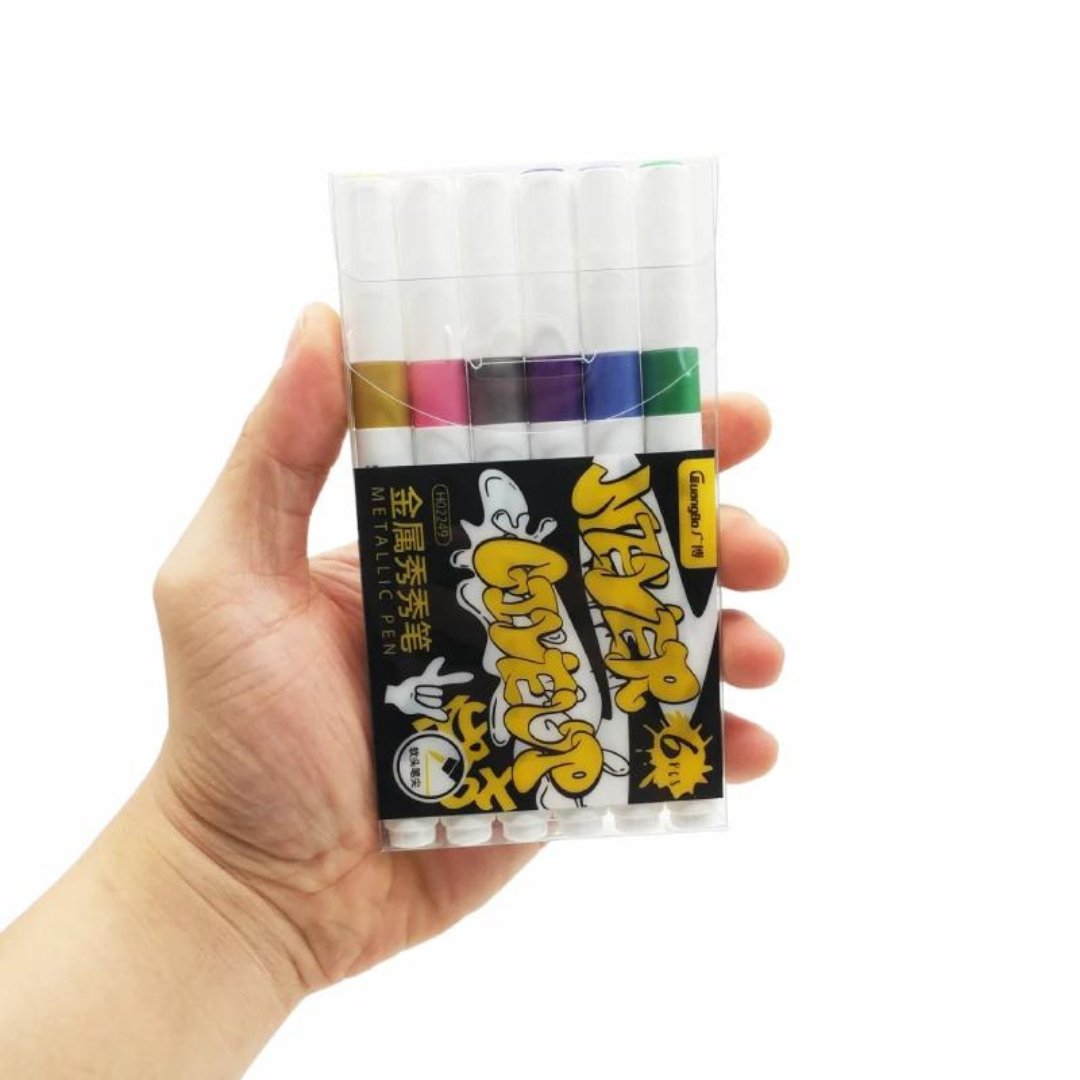 Guangbo Glitter Marker - Pack of 6 - SCOOBOO - H02249 - Acrylic Colors