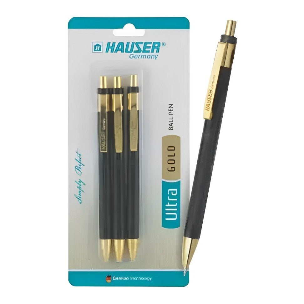 Hauser Ultra Gold Ball Pen Pack Of 3 - SCOOBOO - Ball Pen