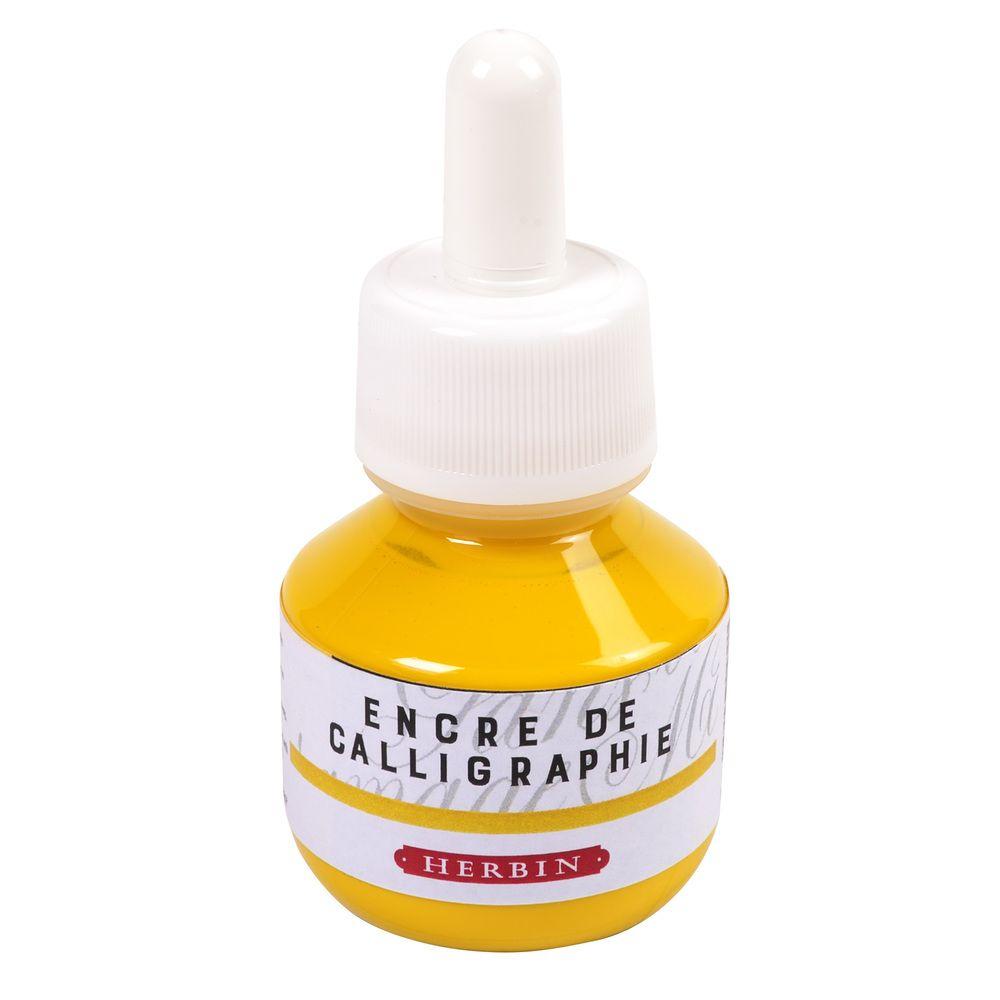 Herbin Calligraphy Ink Bottle (Yellow - 50ML) 11450T - SCOOBOO - HB_CALI_INKBTL_YLW_50ML_11450T - Ink Bottle