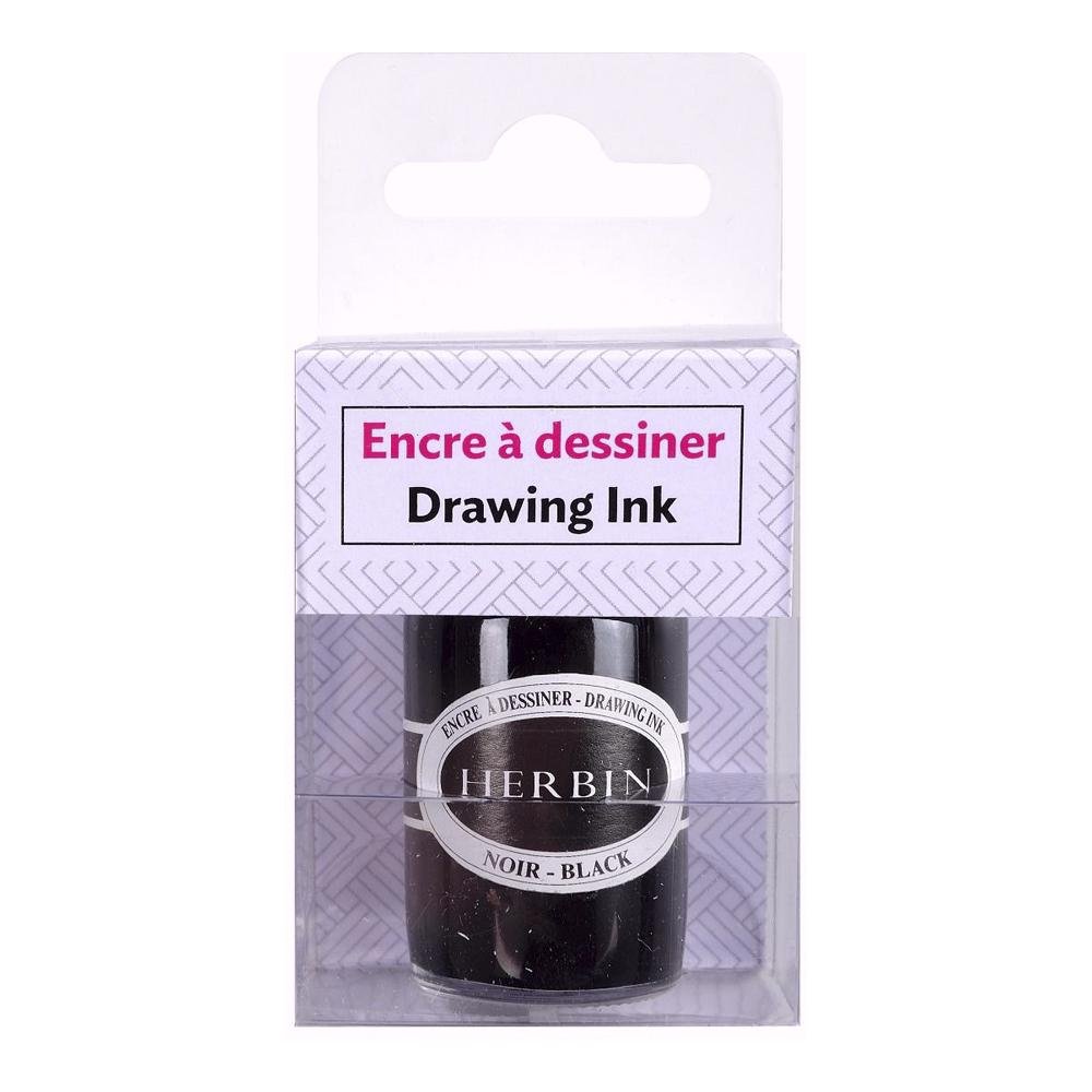 Herbin Drawing Ink Bottle (Black - 15ML) 12609T - SCOOBOO - HB_DRW_INKBTL_BLK_15ML_12609T - Ink Bottle