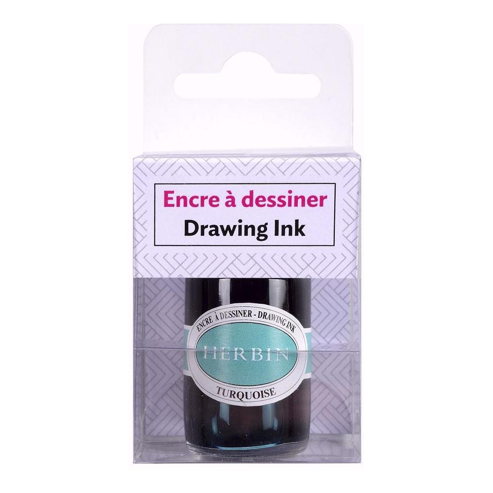 Herbin Drawing Ink Bottle (Turquoise - 15ML) 12633T - SCOOBOO - HB_DRW_INKBTL_TURQ_15ML_12633T - Ink Bottle