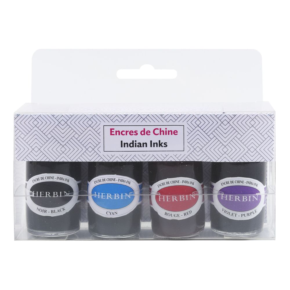 Herbin Indian Ink Bottle (15ML - Set of 4) 11702T - SCOOBOO - HB_IND_INKBTL_15ML_ST4_11702T - Ink Bottle