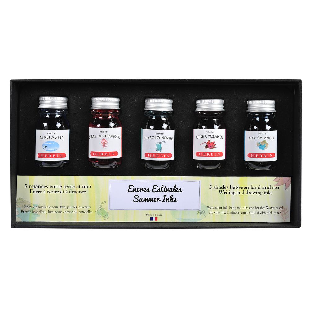 Herbin Ink Bottle (Summer - 10ML - Set of 5) 18502T - SCOOBOO - HB_INKBTL_SUM_10ML_ST5_18502T - Ink Bottle