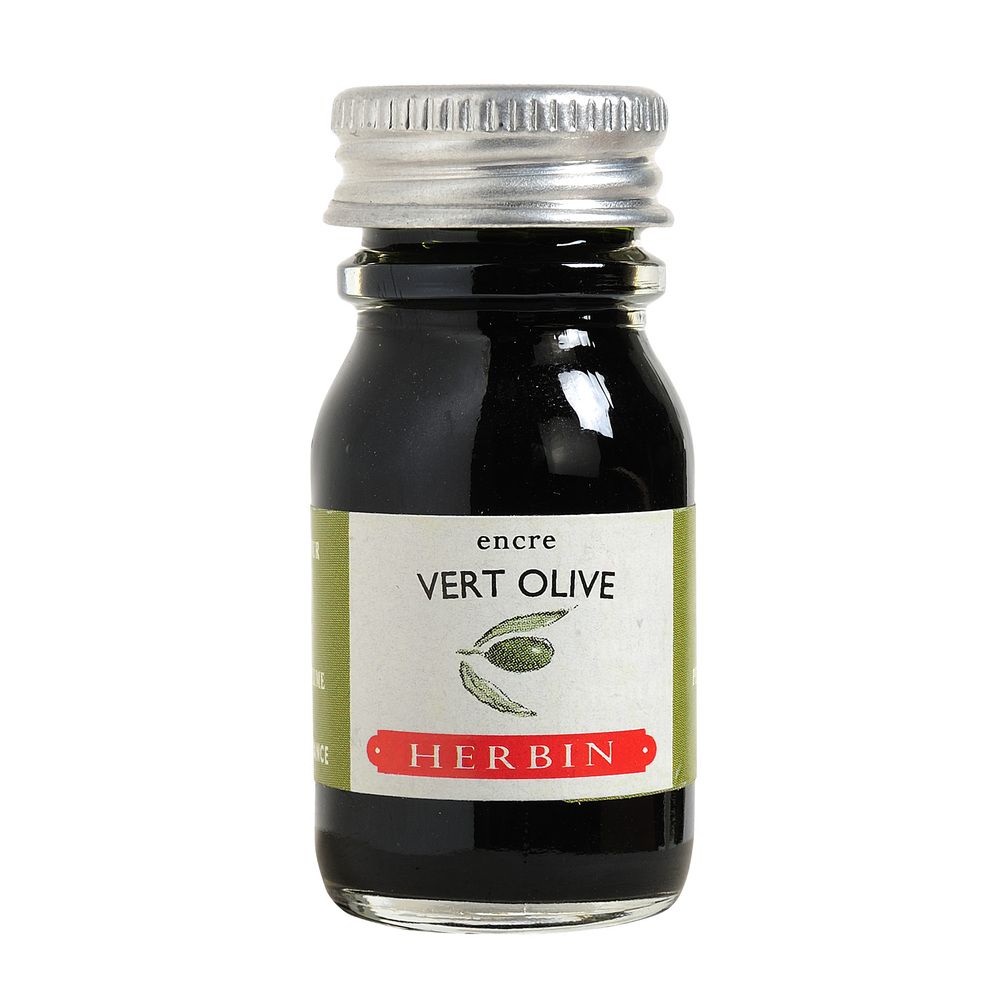 Herbin Ink Bottle (Vert Olive - 10ML) 11536T - SCOOBOO - HB_INKBTL_VERTOLIVE_10ML_11536T - Ink Bottle