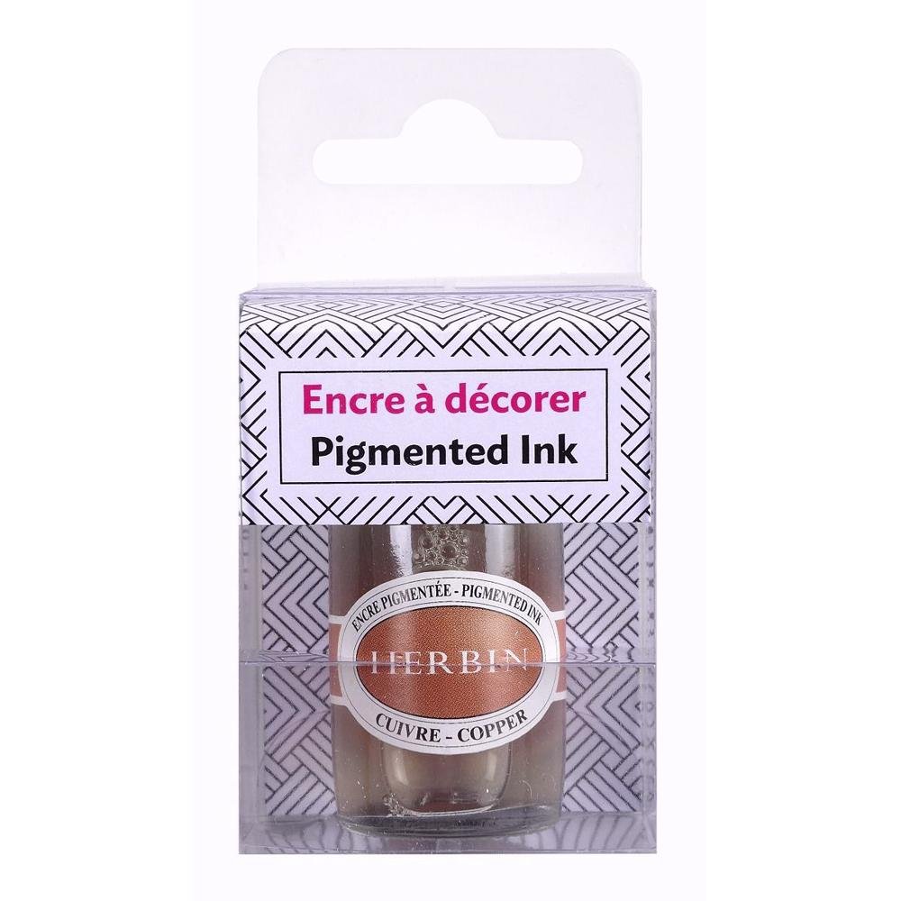 Herbin Pigmented Ink Bottle (Copper - 15ML) 12506T - SCOOBOO - HB_PGMT_INKBTL_CPR_15ML_12506T - Ink Bottle