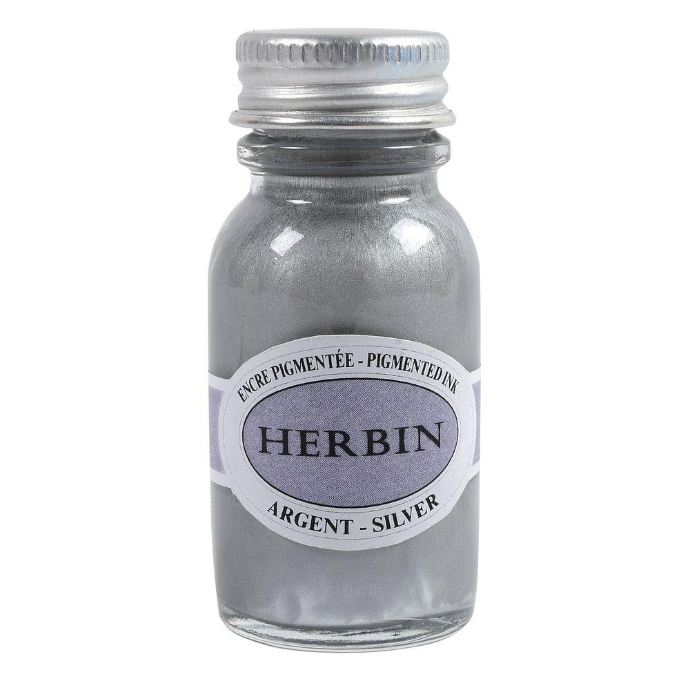 Herbin Pigmented Ink Bottle (Silver - 15ML) 12505T - SCOOBOO - HB_PGMT_INKBTL_SLV_15ML_12505T - Ink Bottle