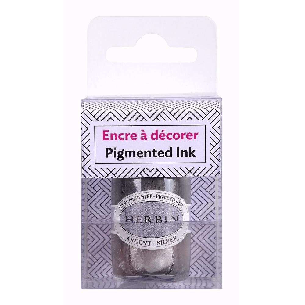 Herbin Pigmented Ink Bottle (Silver - 15ML) 12505T - SCOOBOO - HB_PGMT_INKBTL_SLV_15ML_12505T - Ink Bottle