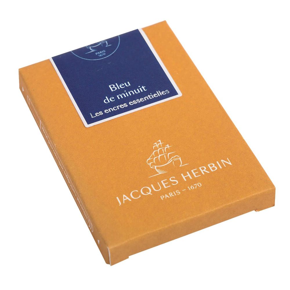 Jacques Herbin Essentielles Ink Cartridge (Bleu de Minuit - Pack of 7) 11019JT - SCOOBOO - JHB_ESS_INKCART_BLUMNT_PK7_11019JT - Ink Cartridge