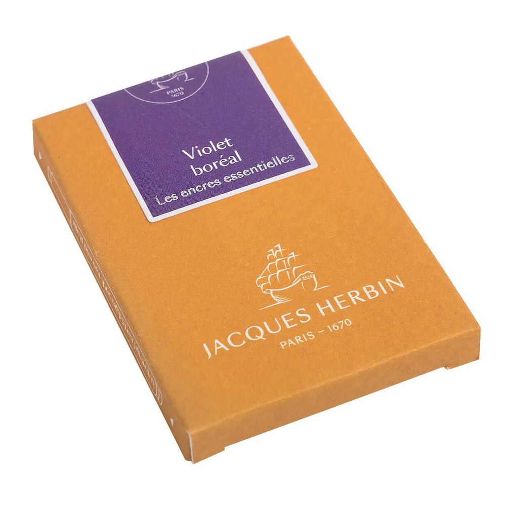 Jacques Herbin Essentielles Ink Cartridge (Violet Boréal - Pack of 7) 11073JT - SCOOBOO - JHB_ESS_INKCART_VLTBRL_PK7_11073JT - Ink Cartridge