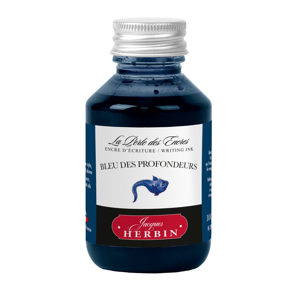 Jacques Herbin Ink Bottle (Bleu des Profondeurs - 100 ML) 17018T - SCOOBOO - JHB_INKBTL_BLUPRFNDUR_100ML_17018T - Ink Bottle