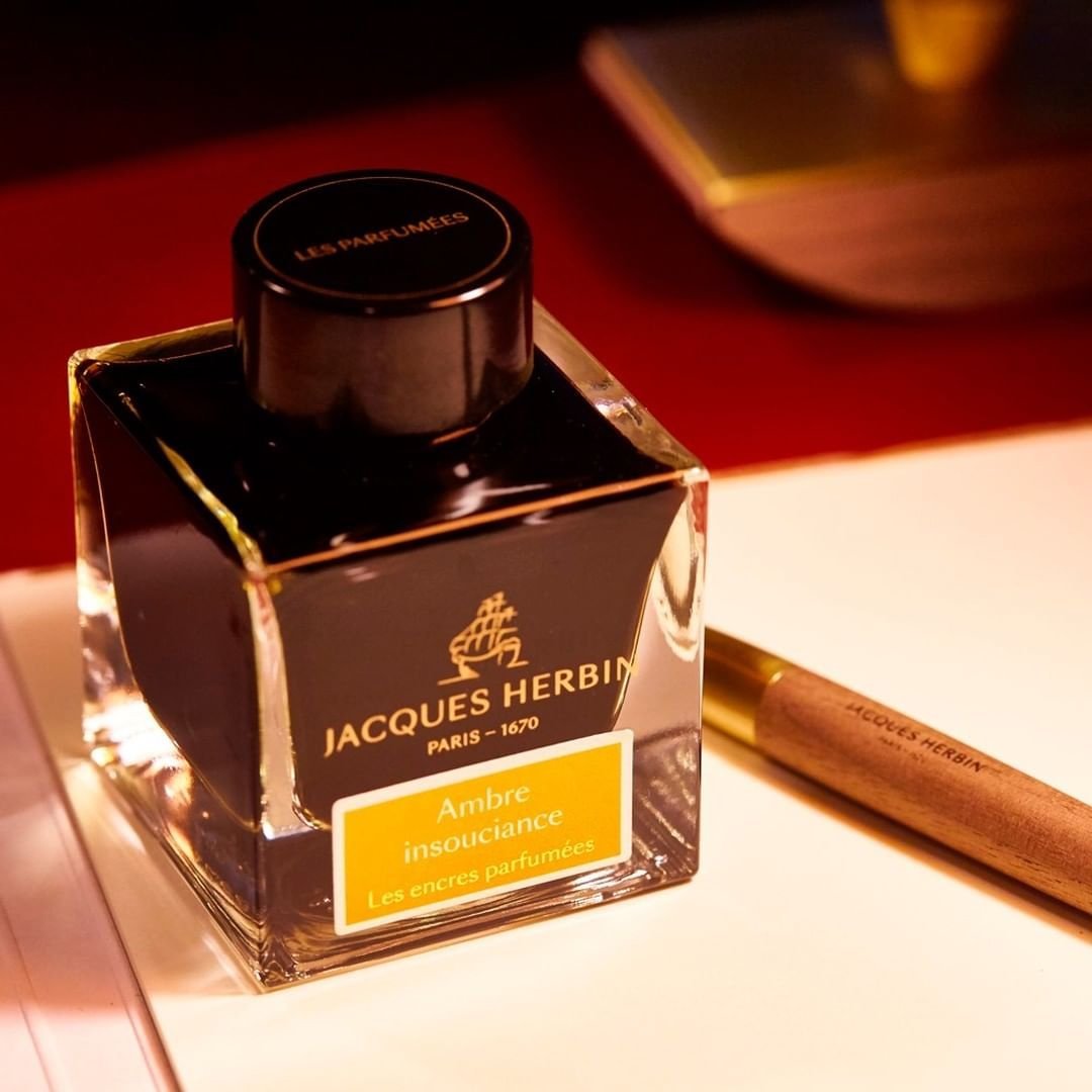 Jacques Herbin Perfumed Ink Bottle (Ambre Insouciance - 50 ML) 14741JT - SCOOBOO - JHB_PRFM_INKBTL_AMBINS_50ML_14741JT - Ink Bottle