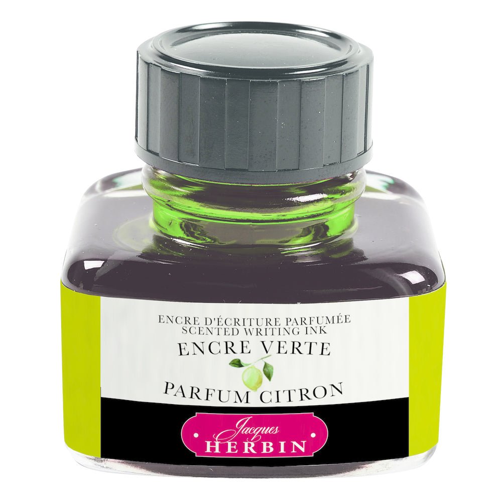 Jacques Herbin Perfumed Ink Bottle (Green/Lemon - 30 ML) 13736T - SCOOBOO - JHB_PRFM_INKBTL_GRNLMN_30ML_13736T - Ink Bottle