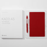 Kaco A5 PU Notebook with Midot Gel Pen Set - SCOOBOO - Kaco A5 Simple Notebook Set Red - Ruled